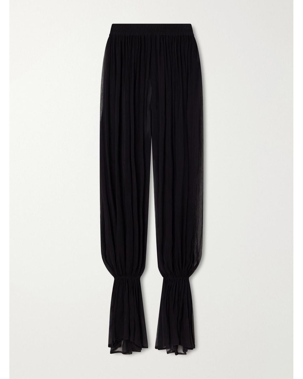 Alix Of Bohemia Black Keats Onyx Gathered Chiffon Tapered Pants