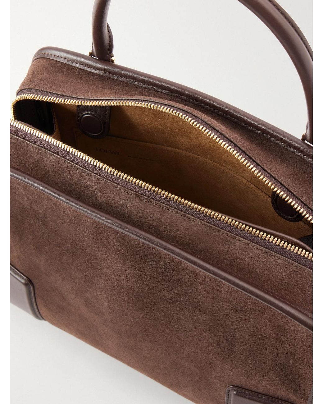 Loewe Brown Amazona 180 Medium Leather-Trimmed Suede Tote
