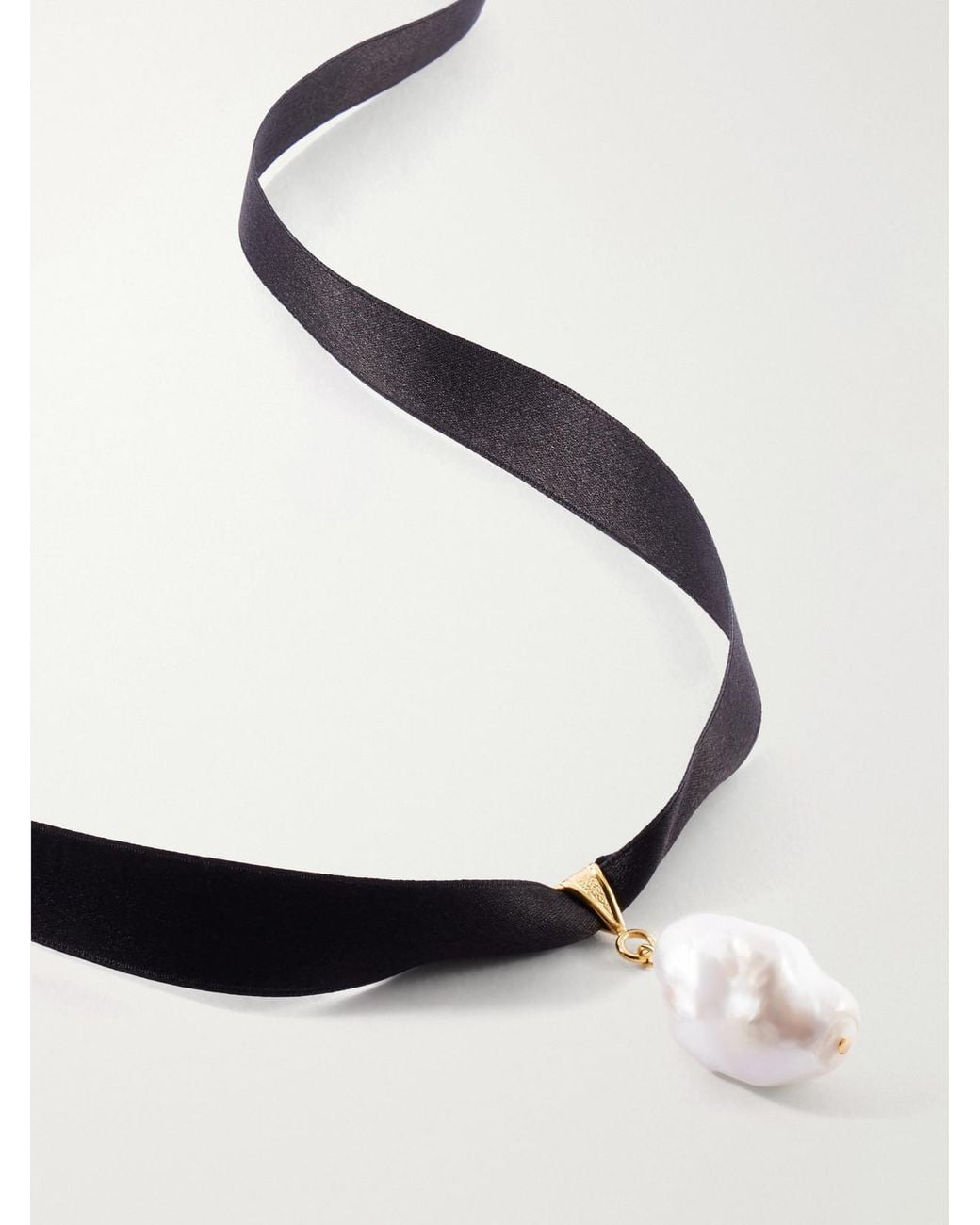 Jennifer Behr Blue Martina Silk-Satin Pearl Choker