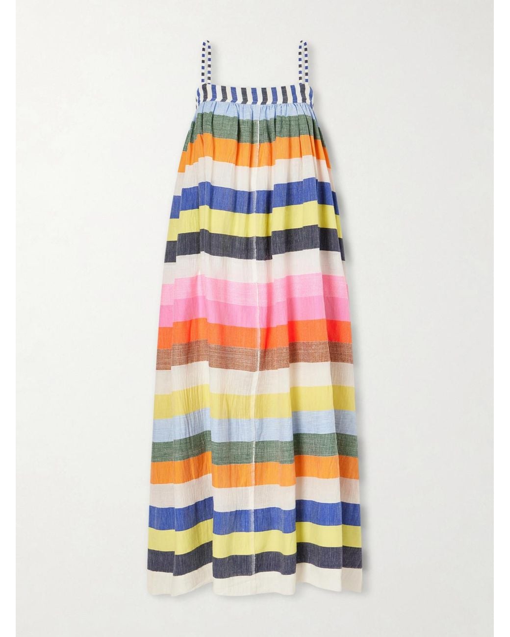 Lemlem White Eda Striped Cotton-Gauze Midi Dress
