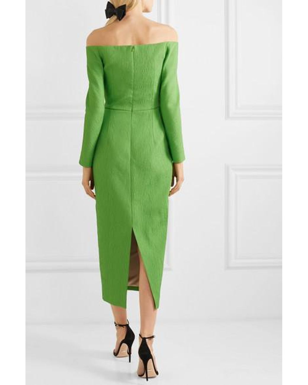 slim fit dress slacks Amadine Embellished Dress In Green Doppio Satin main image 1