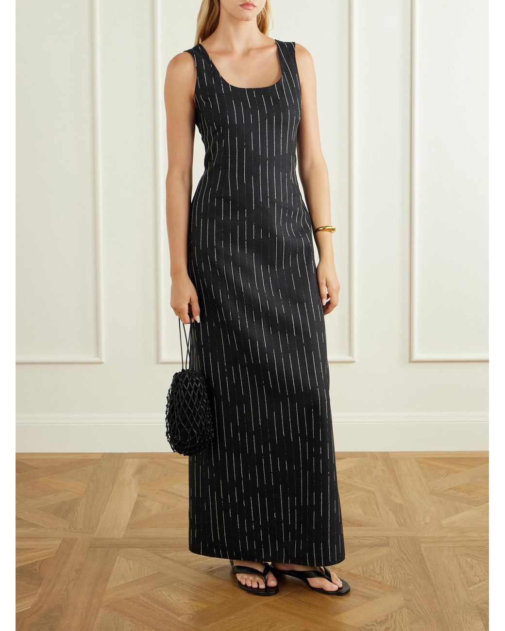 Kallmeyer Blue Isadora Striped Wool Midi Dress