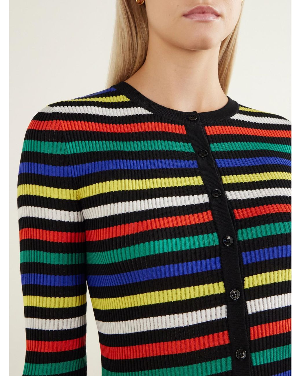 Dolce & Gabbana Blue Ribbed Striped Silk Cardigan