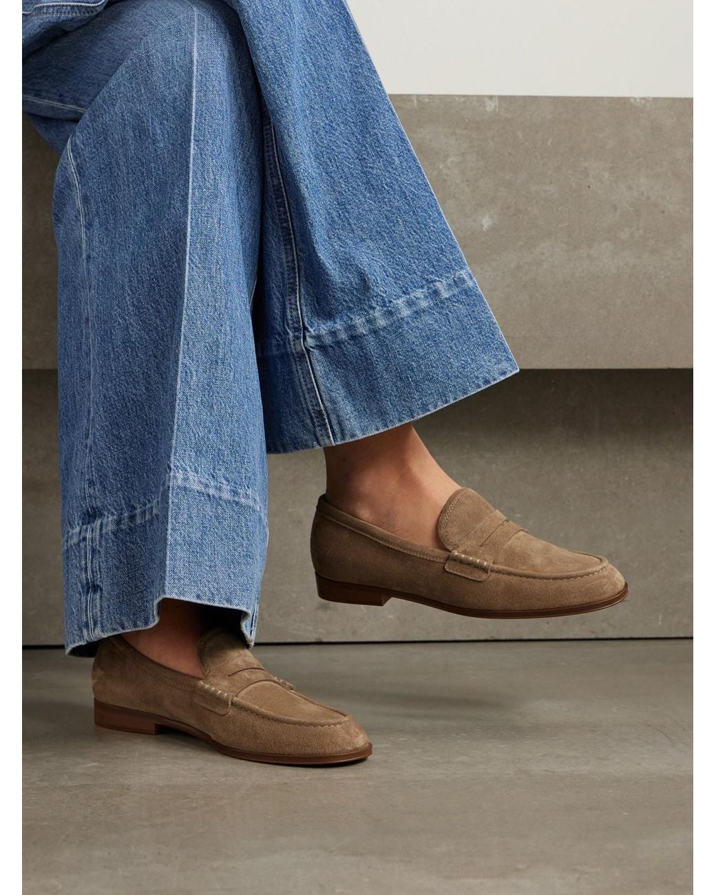 Gianvito Rossi Brown Georgie Suede Loafers