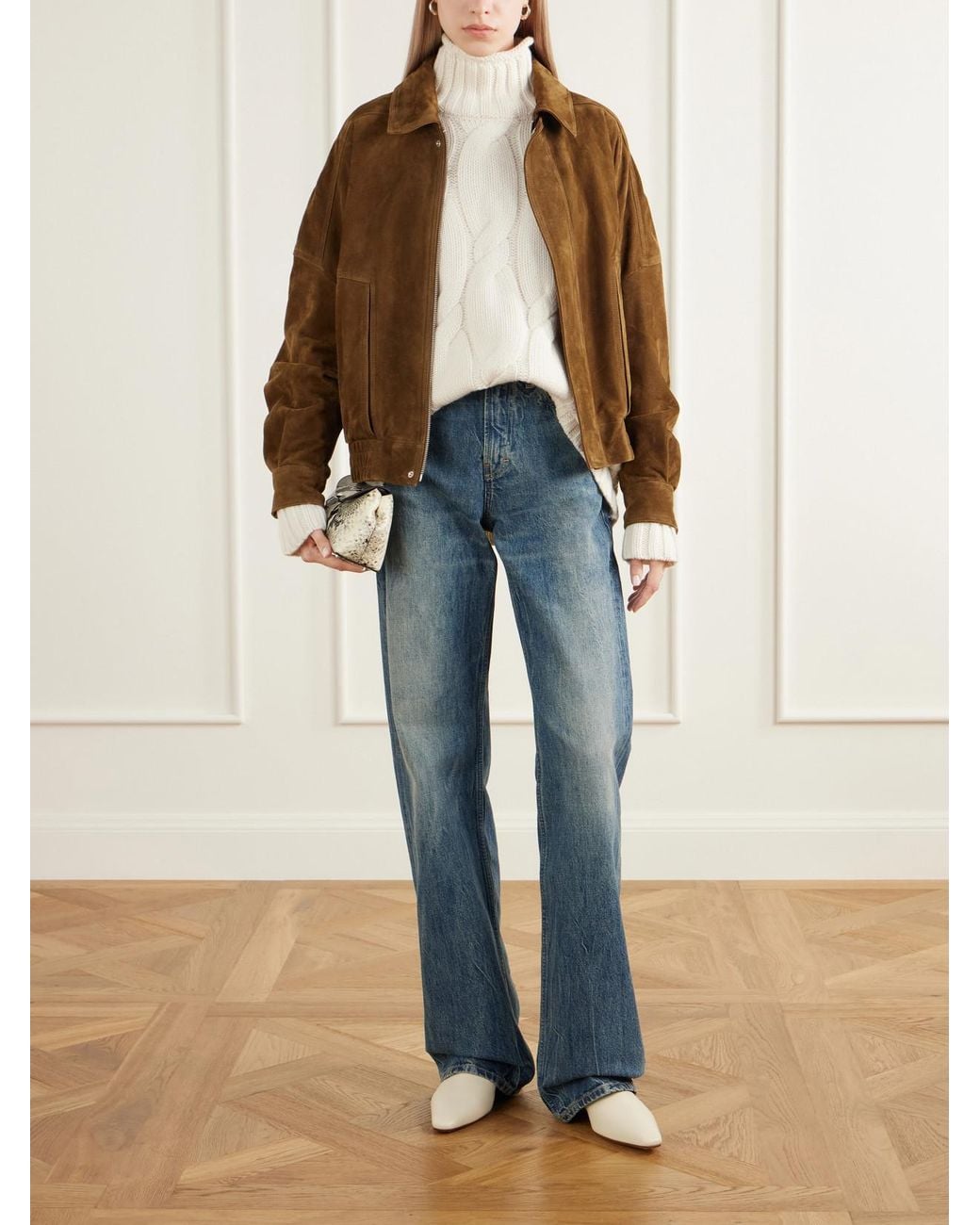 Loulou de Saison White Wara Cable-Knit Cashmere Turtleneck Sweater