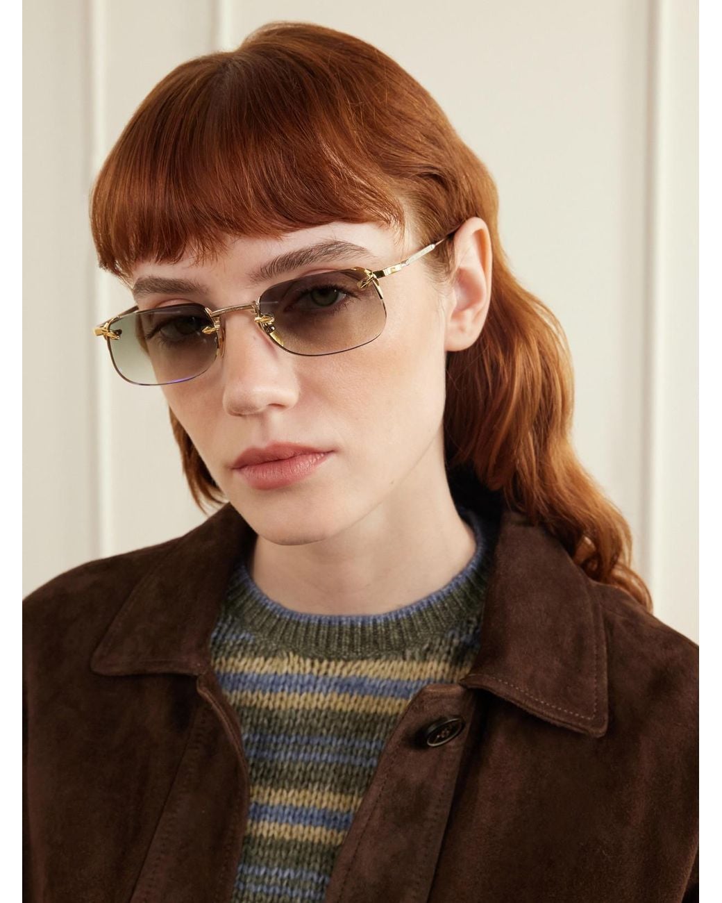 Jacques Marie Mage Natural Fonda Rimless Square-Frame Titanium Sunglasses