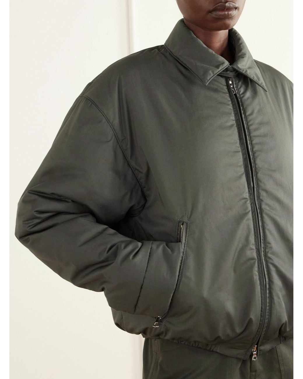 Rier Gray Plombe Padded Cotton-Poplin Jacket