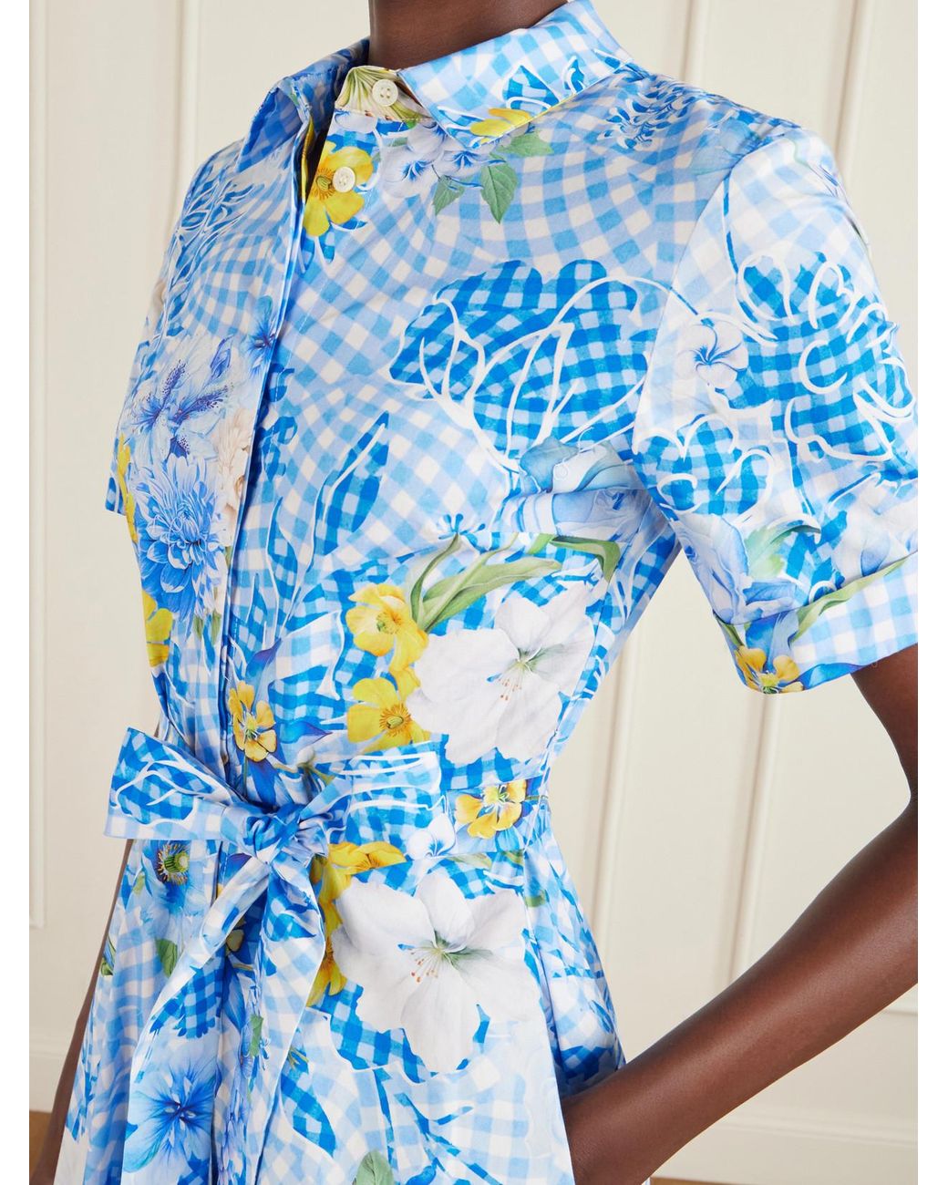 Mary Katrantzou Blue Floral Cotton-Blend Maxi Dress
