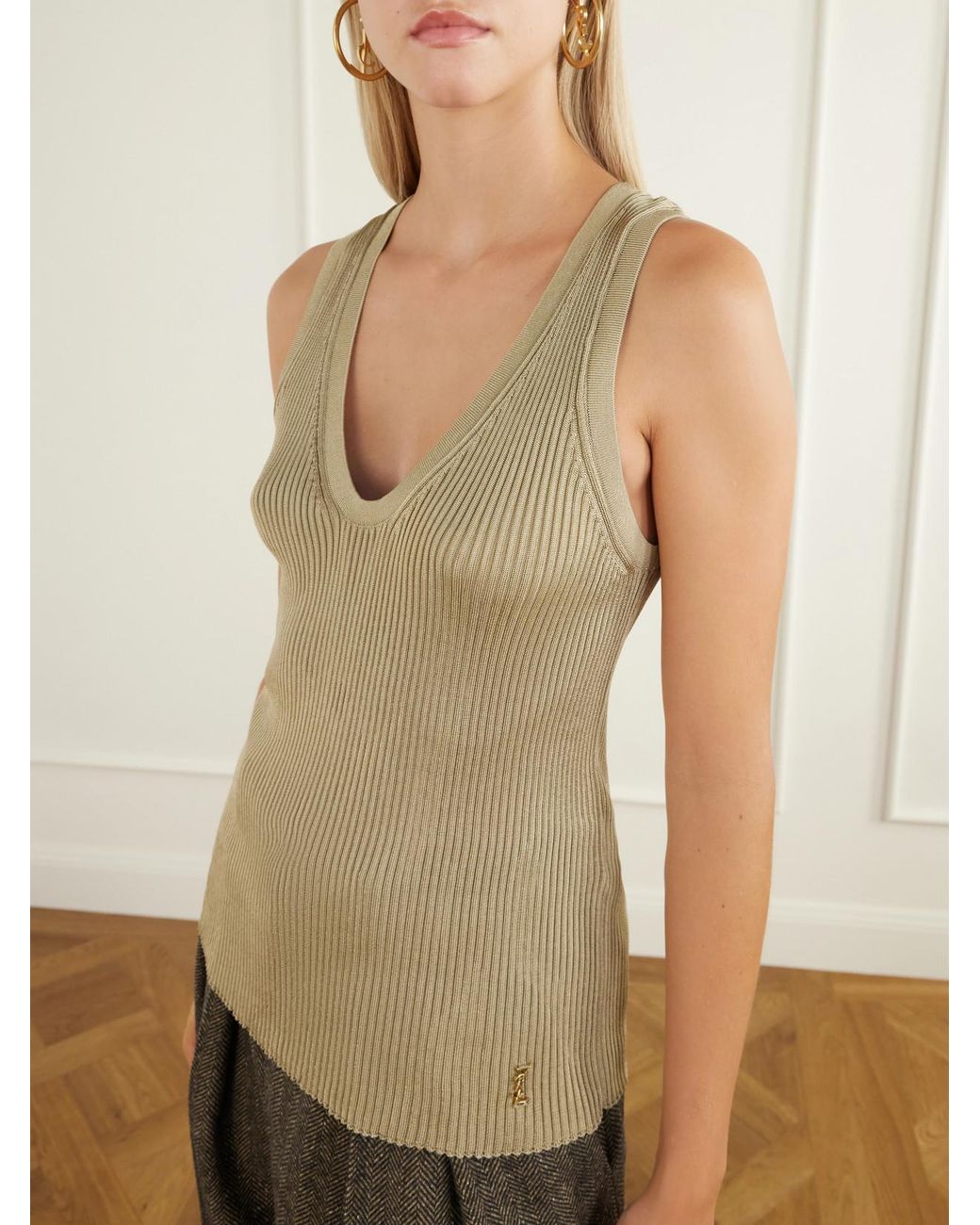 Saint Laurent Natural Ribbed Tank