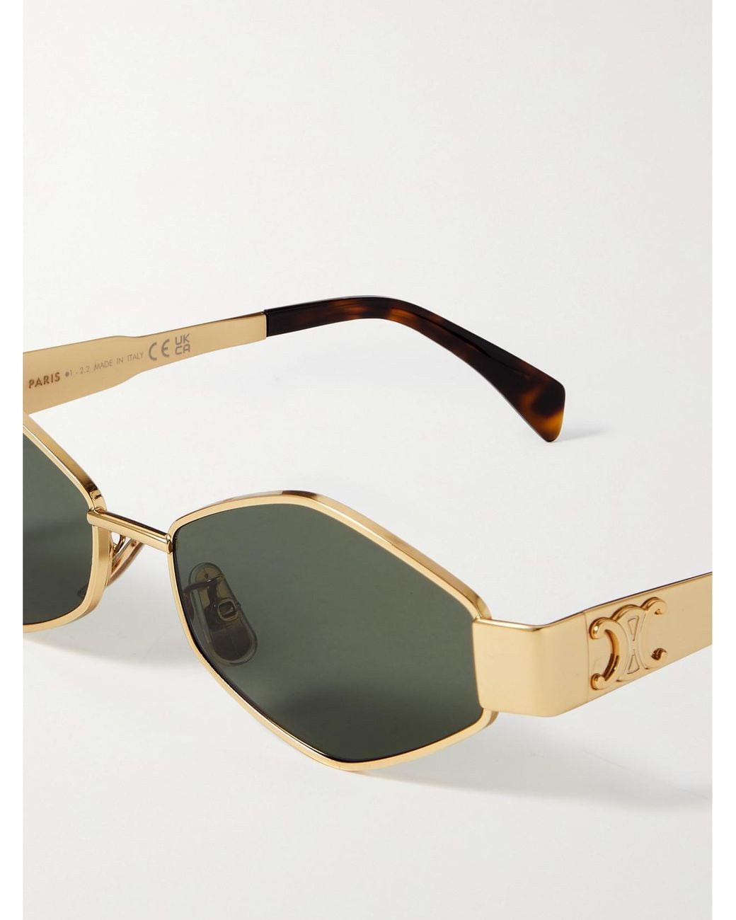 Céline Green Triomphe Hexagon-Frame-Tone Sunglasses
