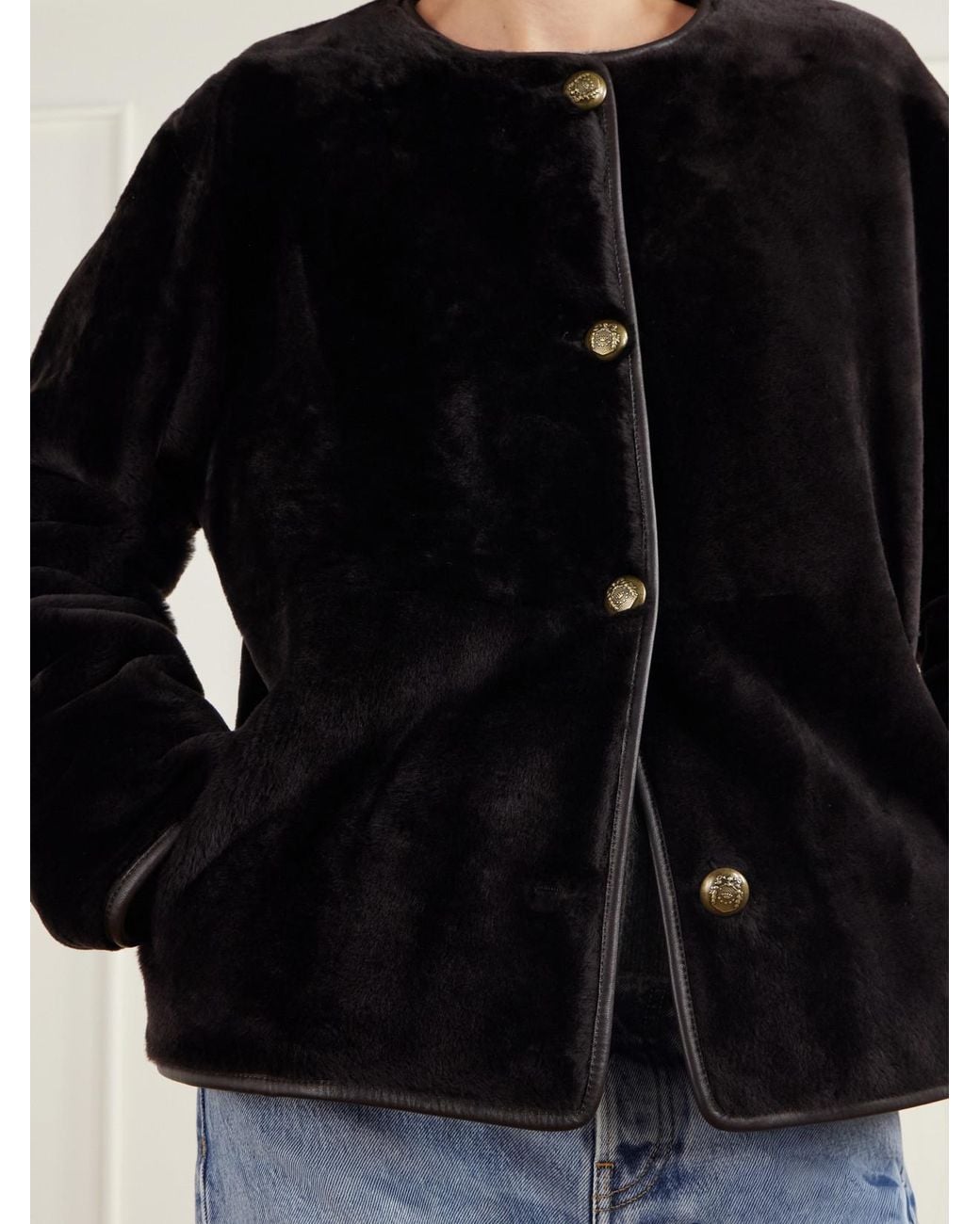 Arma Black Gloria Reversible Shearling And Leather Jacket