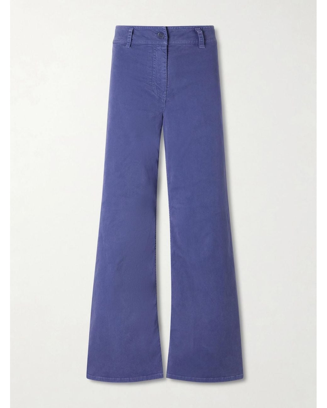 Nili Lotan Blue Megan Cotton-Blend Wide-Leg Pants