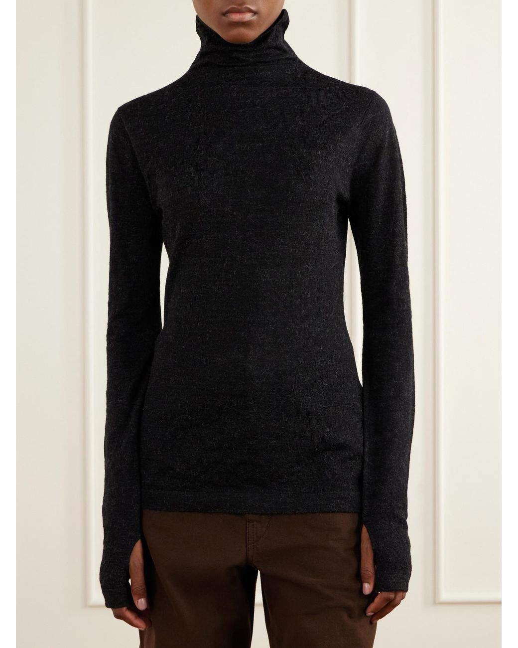 Lauren Manoogian Black Merino Wool And Alpaca-Blend Turtleneck Sweater