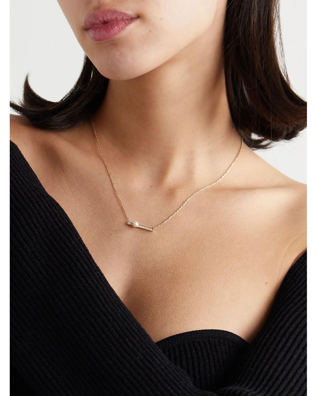 Mizuki Natural 14-Karat, Diamond And Pearl Necklace