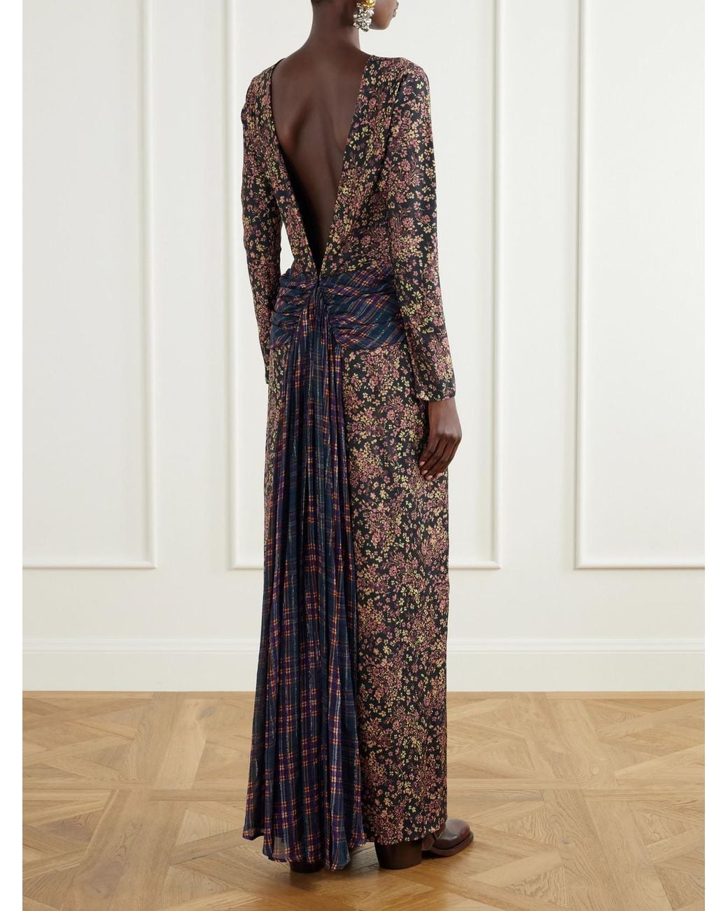 Dries Van Noten Multicolor Floral-Print Crepe Midi Dress