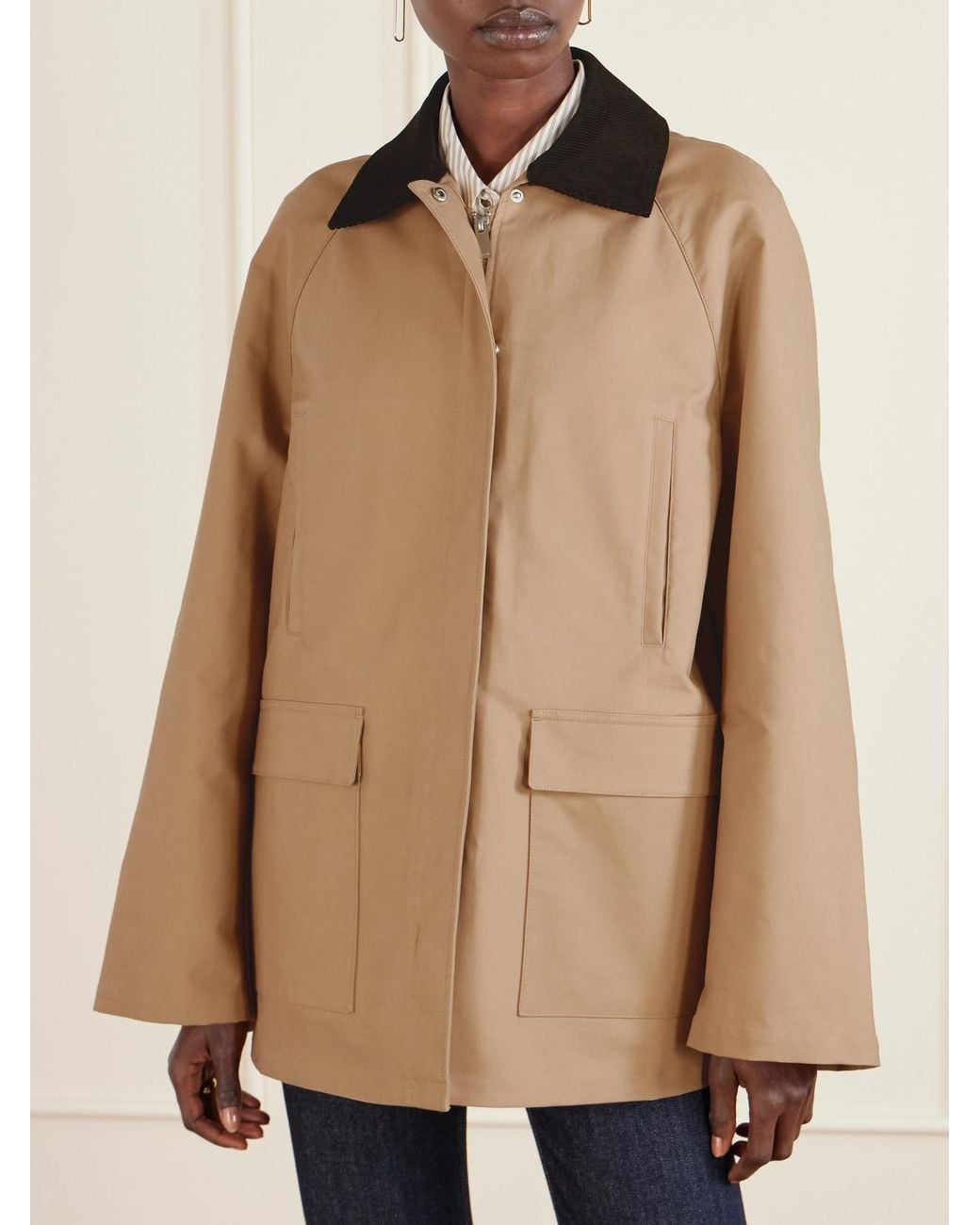 Totême Natural Summer Country Corduroy-Trimmed Coated-Canvas Jacket