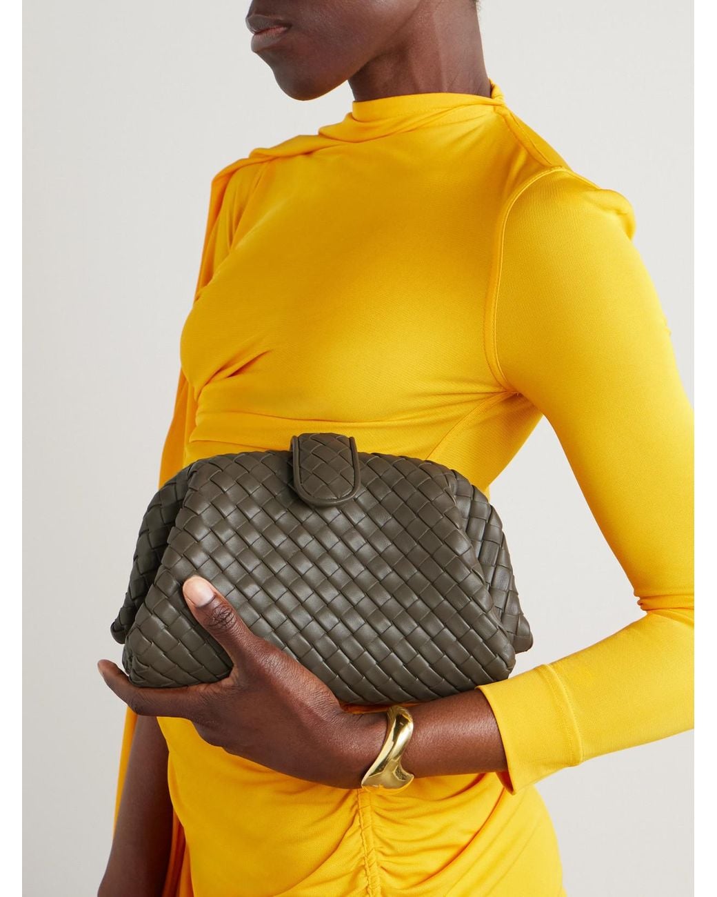 Bottega Veneta Green Lauren 1980 Small Intrecciato Leather Clutch
