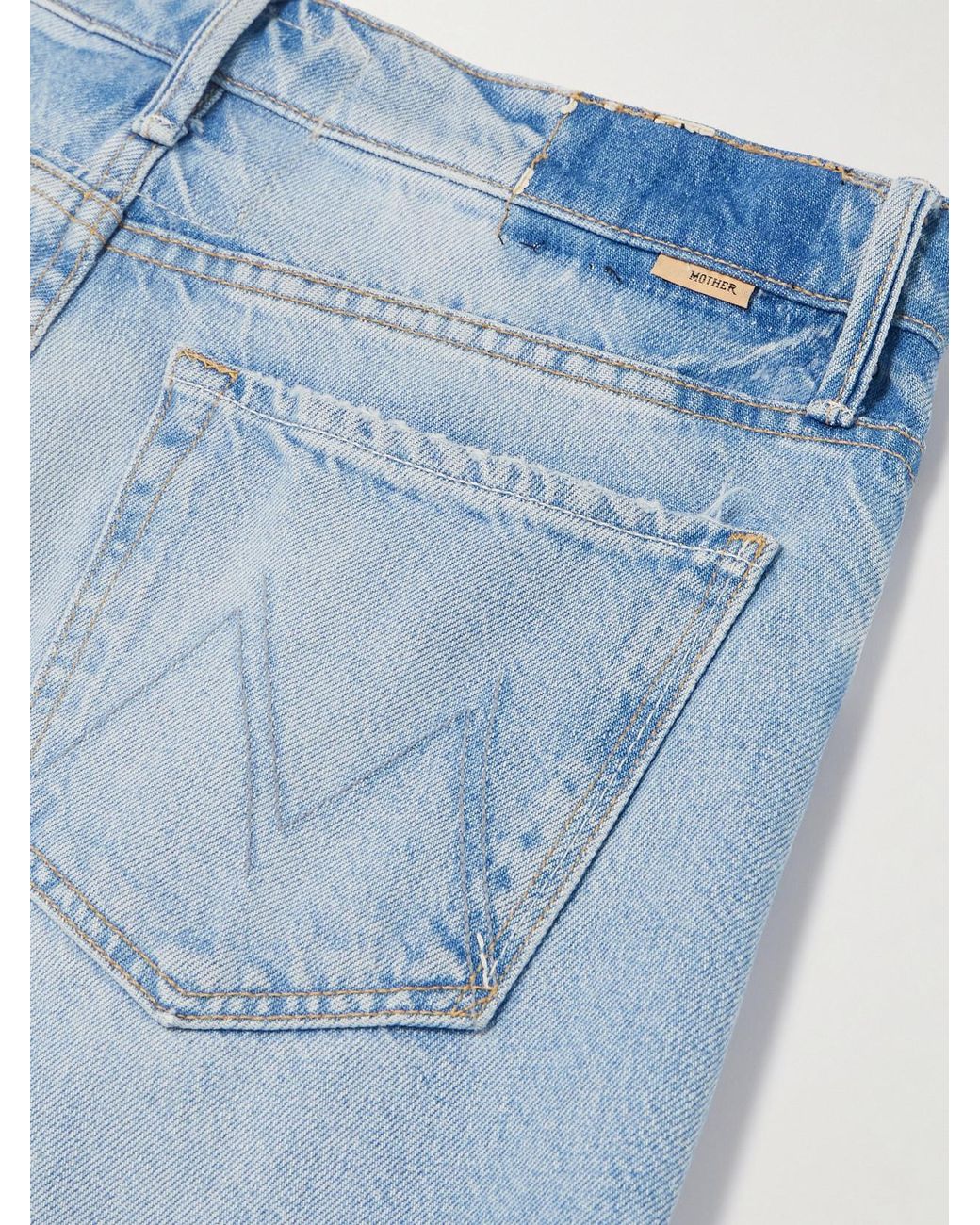 Mother Blue The Mid Rise Maven Sneak Distressed Straight-Leg Jeans
