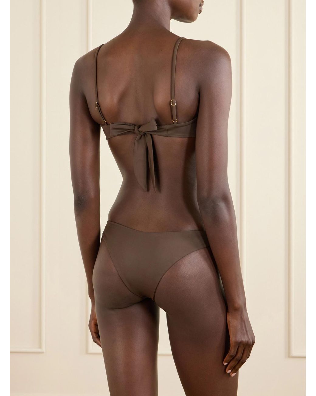 Away That Day Brown Cabo Verde Embellished Bikini Top