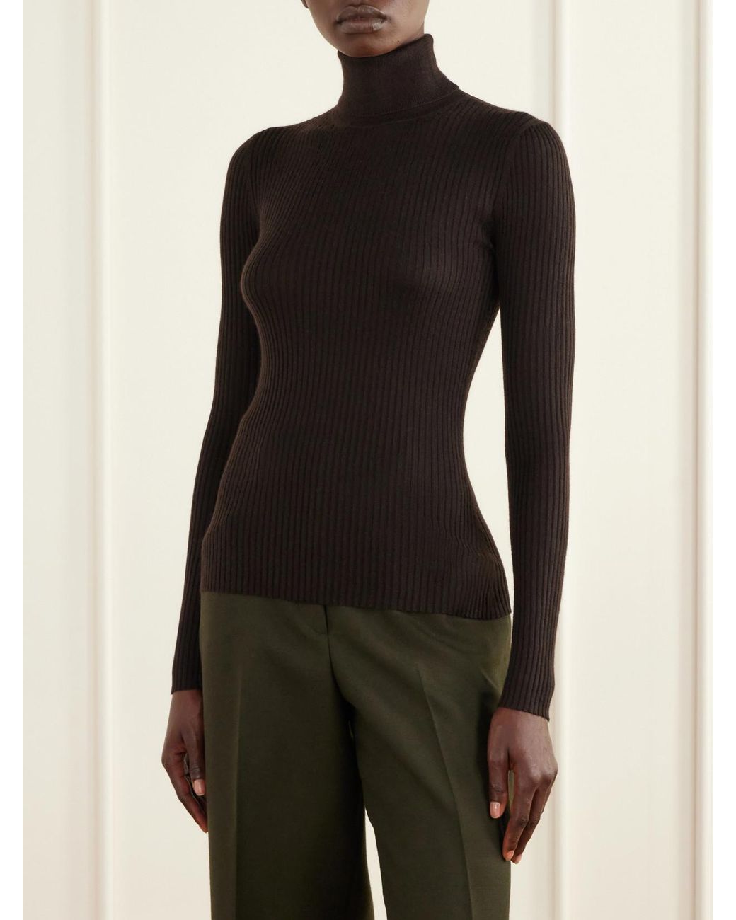 Gabriela Hearst Black Peppe Ribbed Cashmere-Blend Sweater