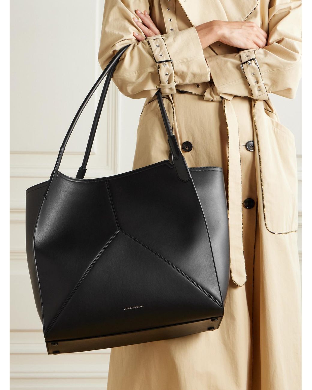 Victoria Beckham Black The Victoria Soft Paneled Leather Tote