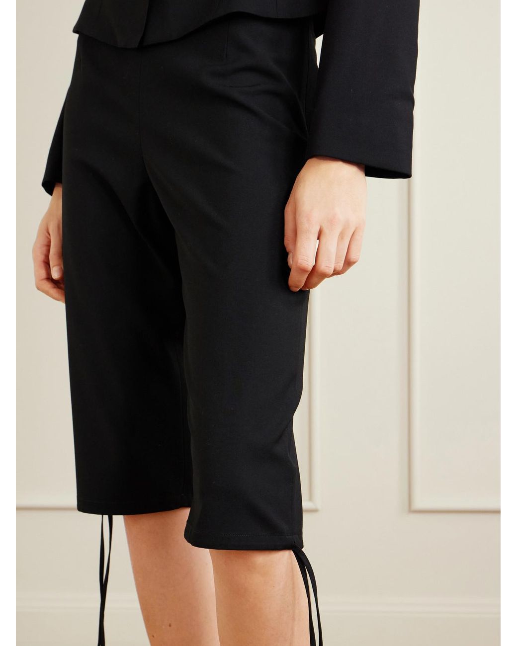 Colleen Allen Blue Theatre Copped Stretch-Crepe Straight-Leg Capri Pants