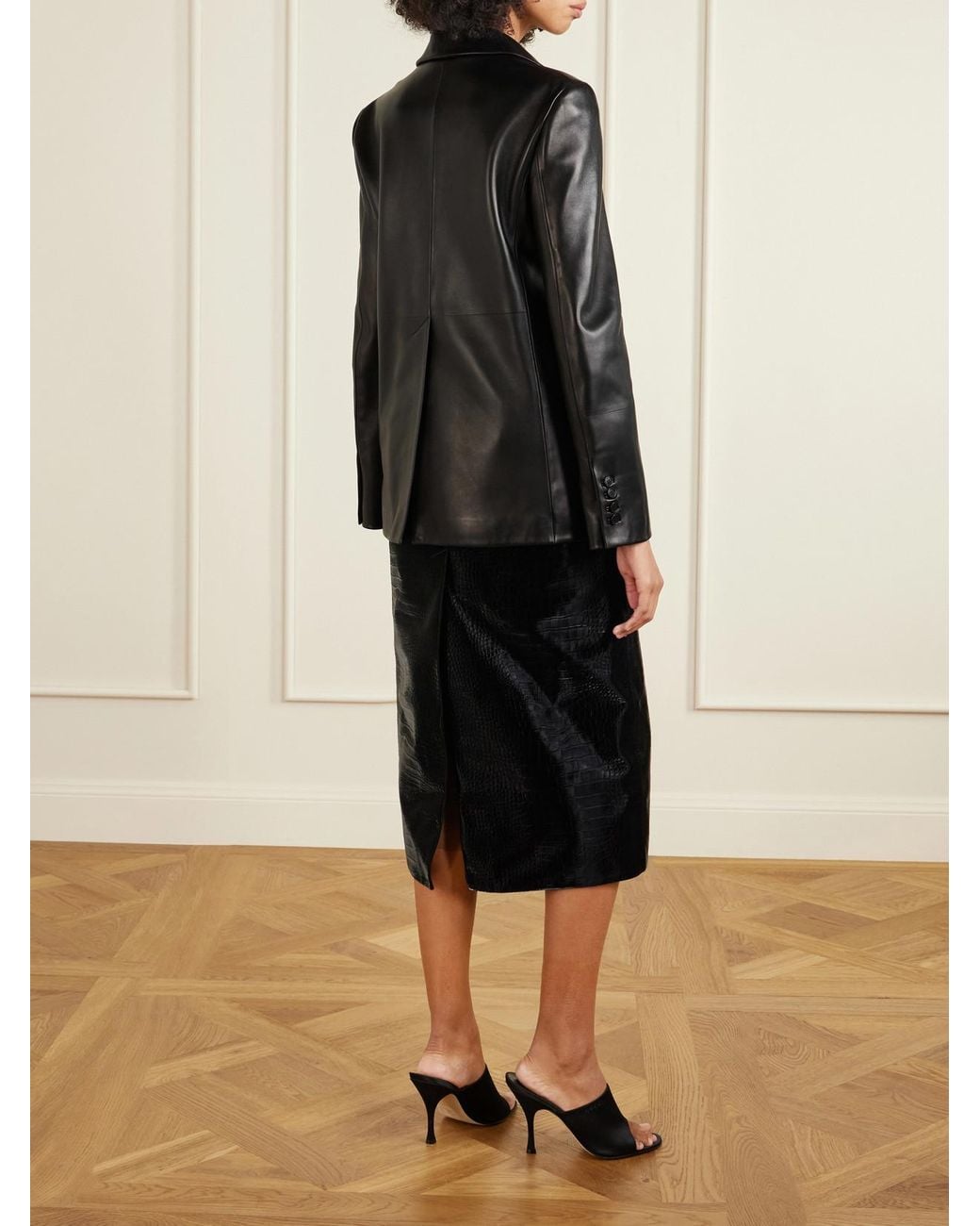 Gucci Black Leather Blazer