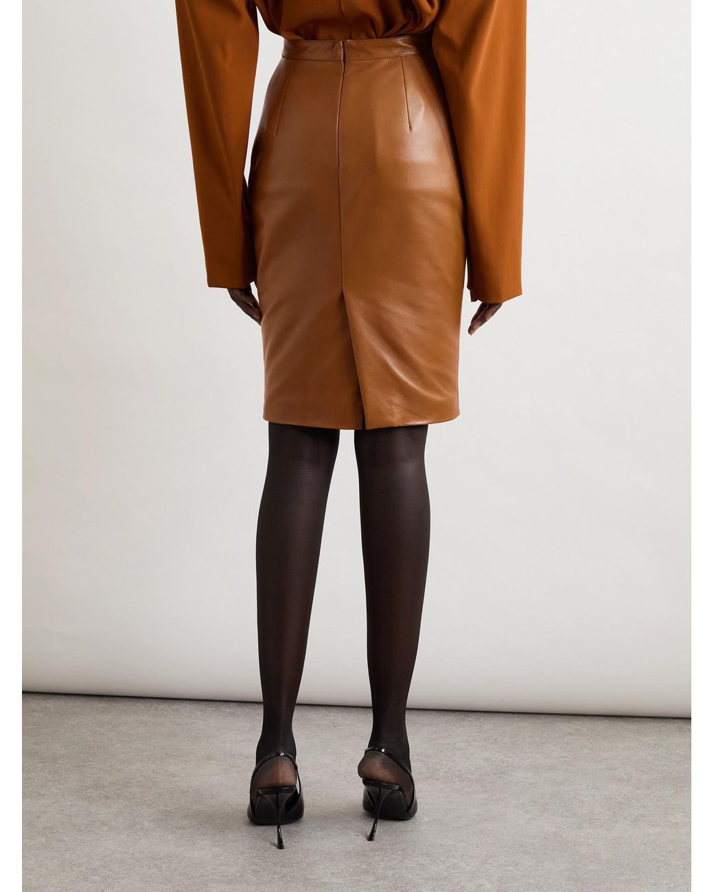 Saint Laurent Brown Leather Skirt