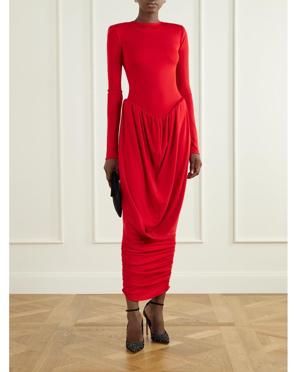 Ilkyaz Ozel Camino Gathered Crepe Gown