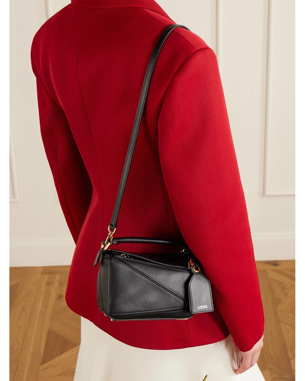 Loewe Black Featherlight Puzzle Mini Textured-Leather Top-Handle Bag