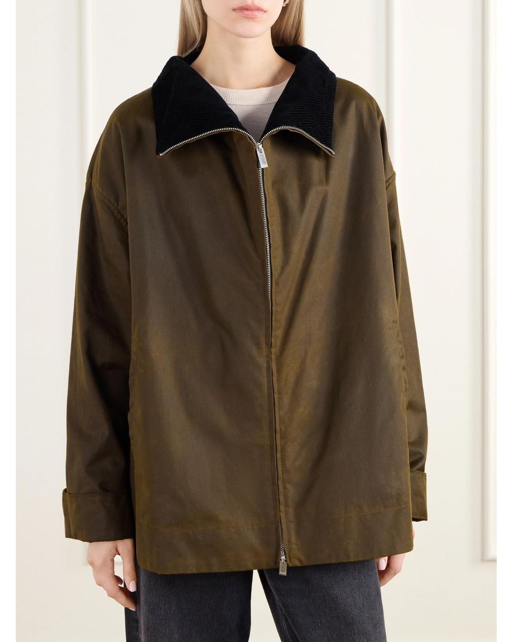 Totême Green Country Corduroy-Trimmed Cotton-Gabardine Jacket