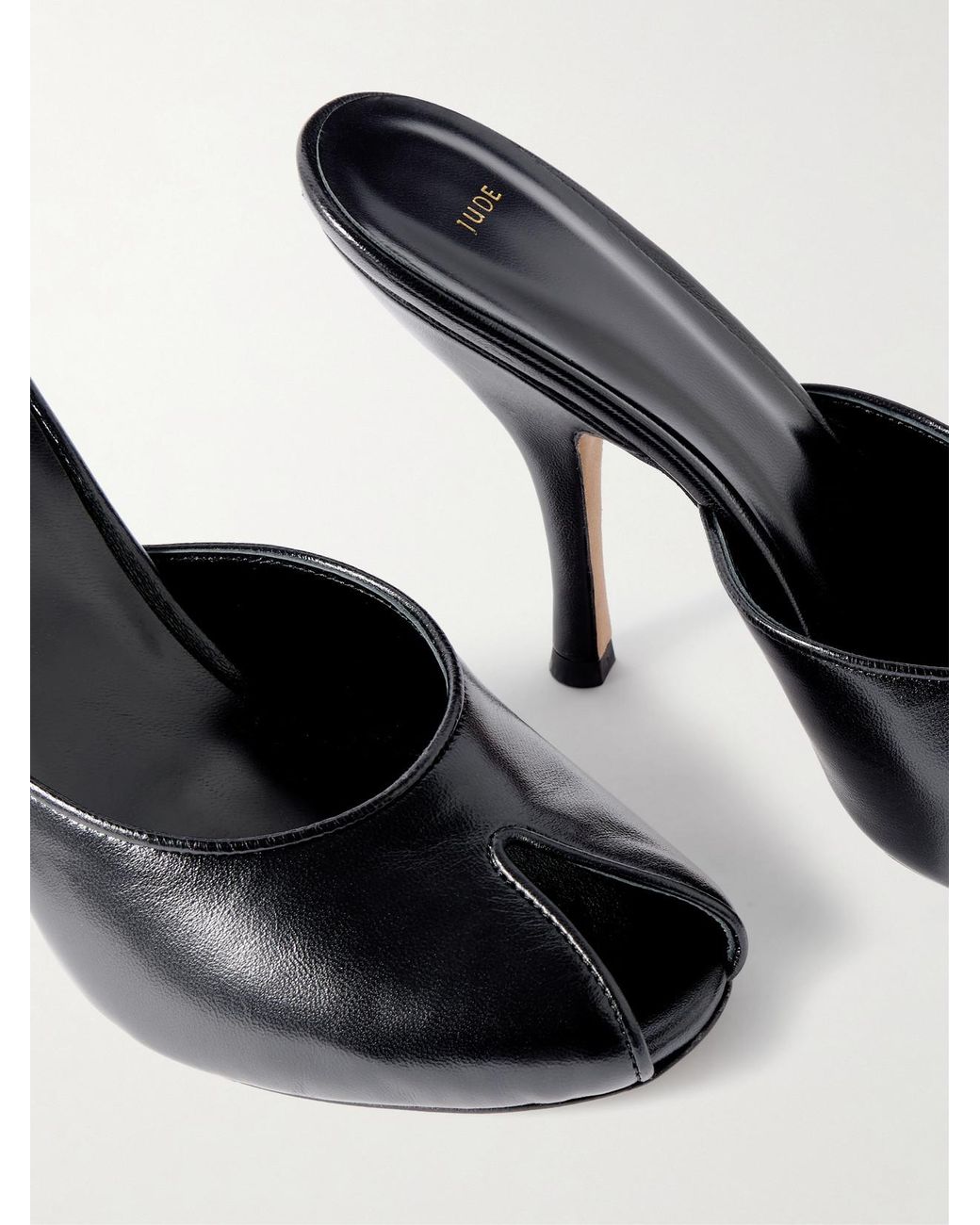 Jude Black Date Cutout Leather Mules