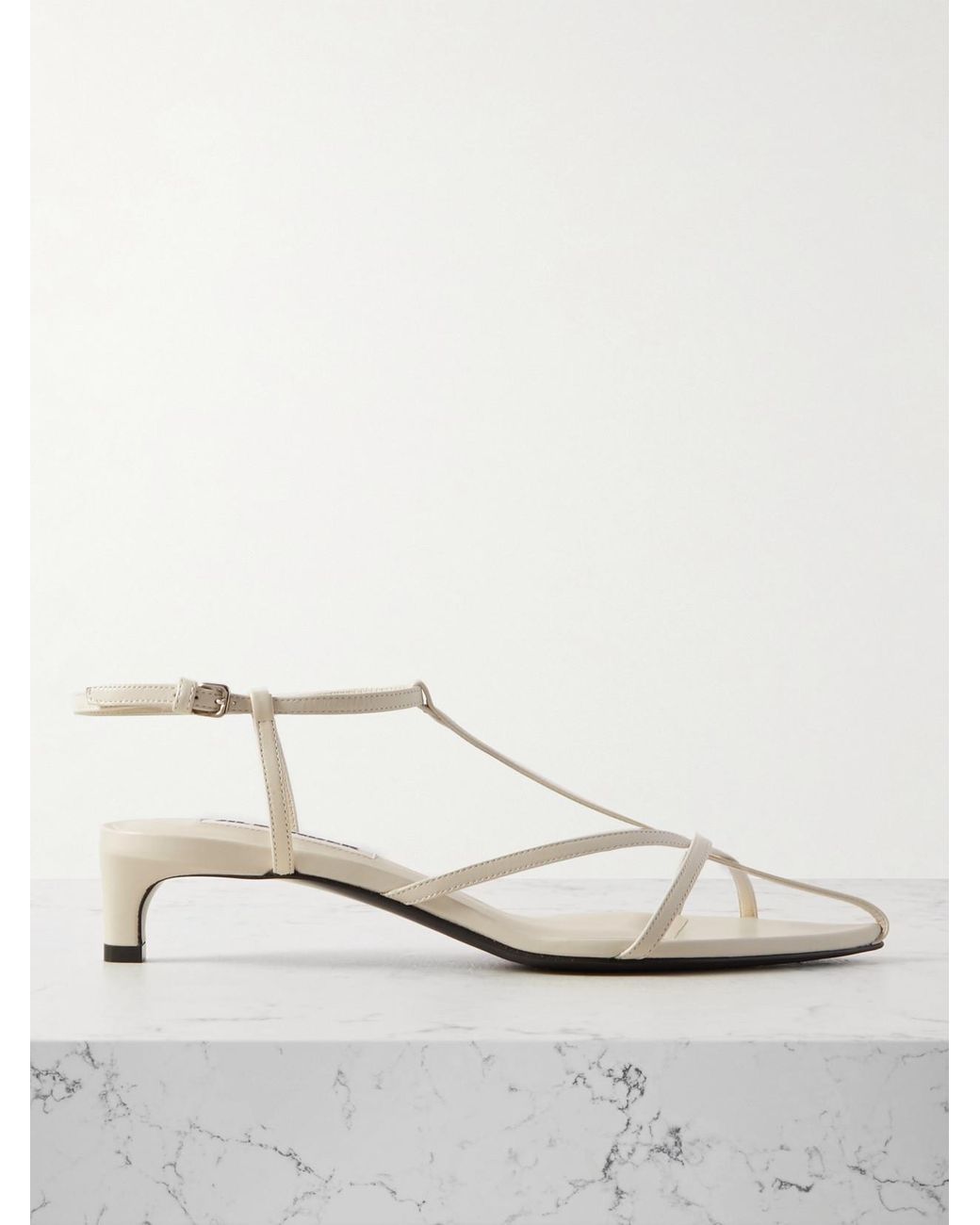 Jil Sander White Leather Slingback Sandals