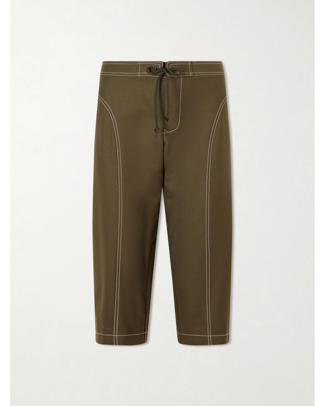 Aflalo Green Zuri Wool-Twill Slim-Fit Capri Pants