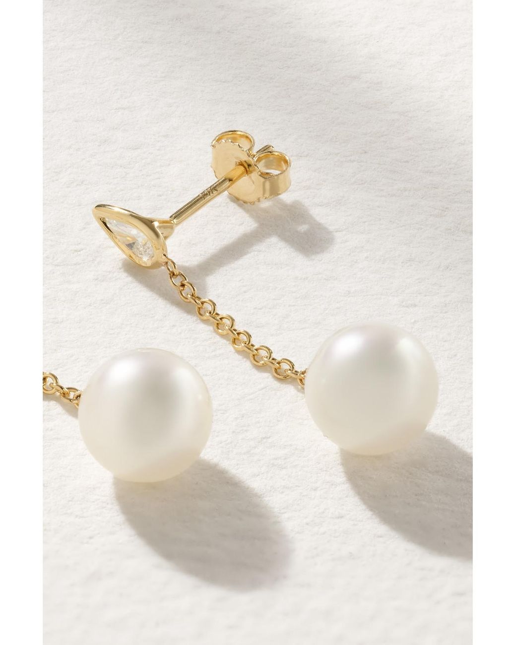 Mizuki Natural 14-Karat, Pearl And Diamond Earrings