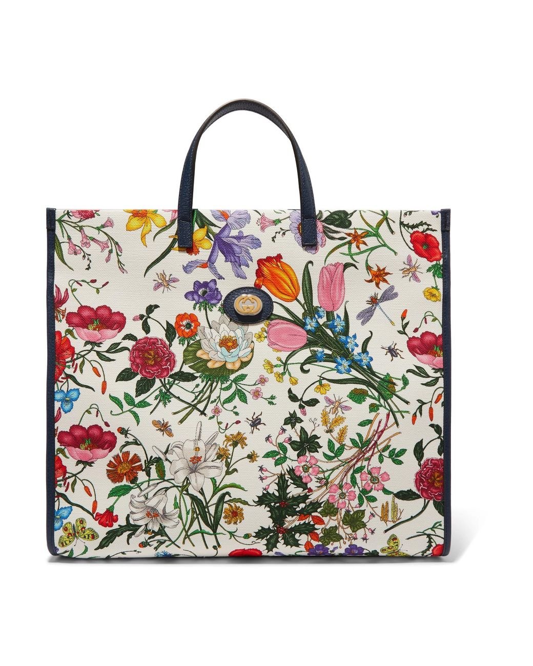 Gucci Floral Print Tote in White | Lyst