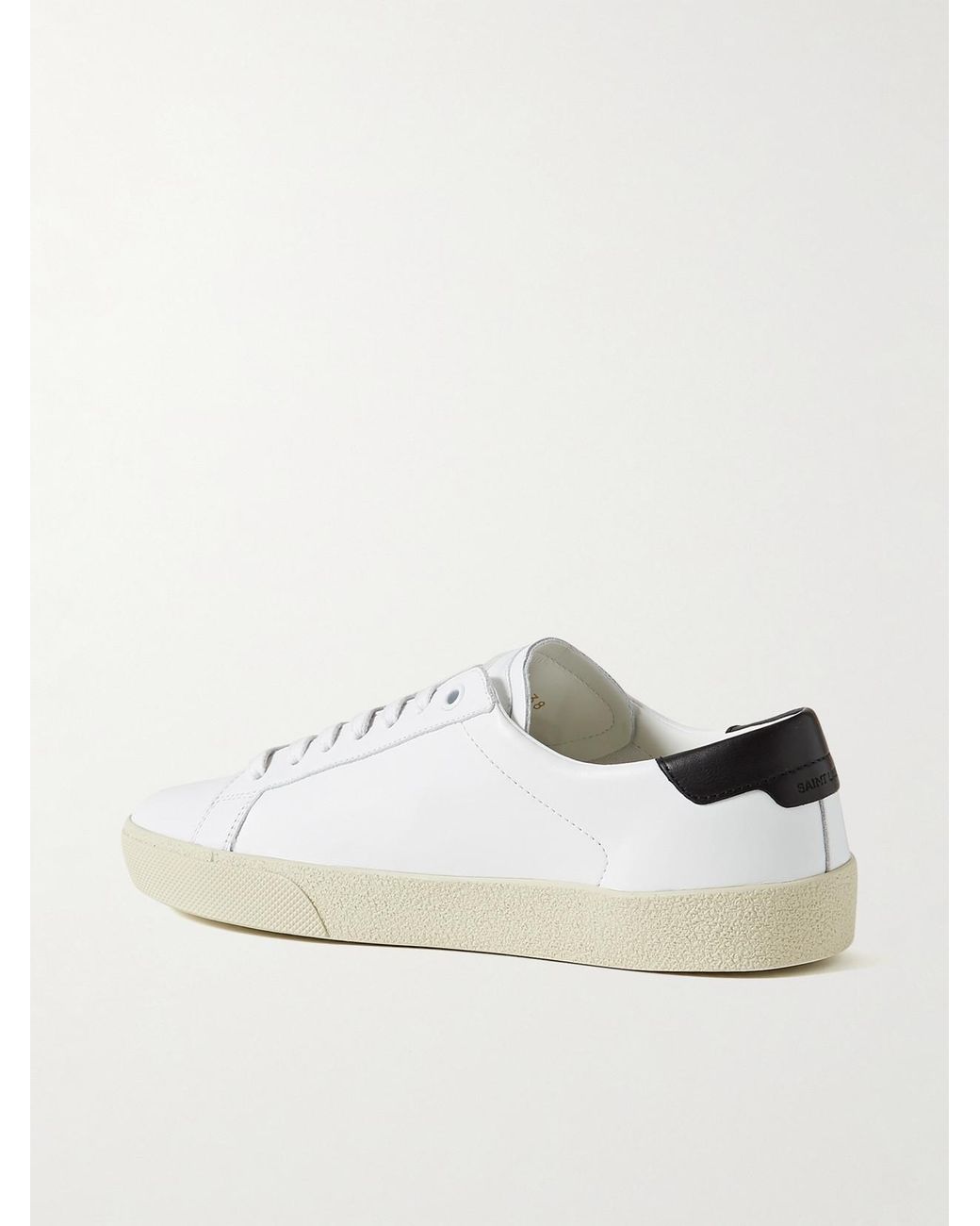Saint Laurent White Court Classic Sl/06 Logo-Embroidered Leather Sneakers