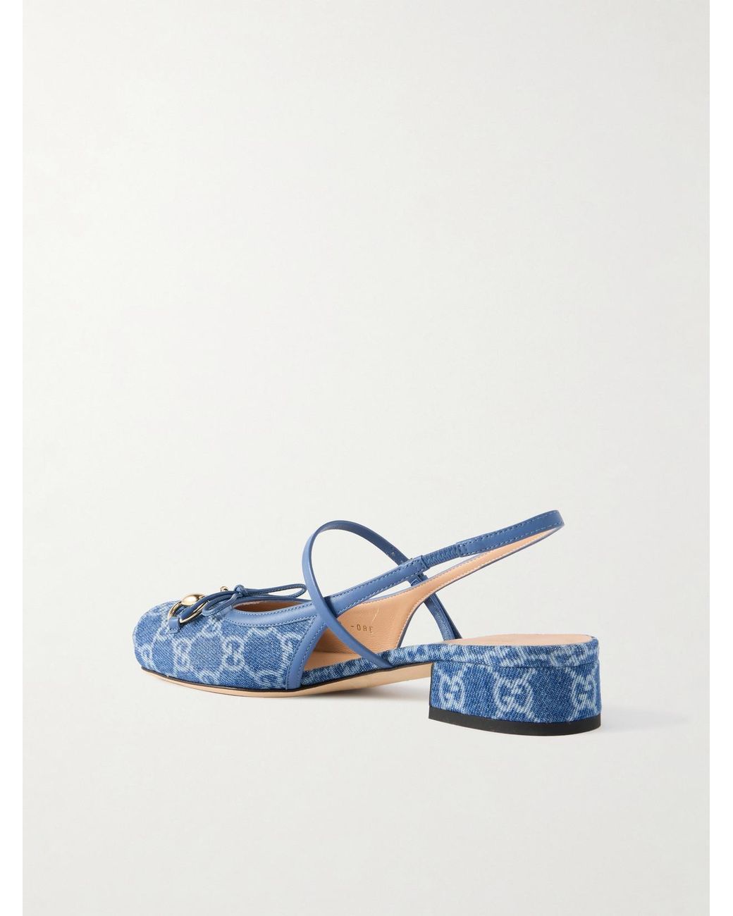 Gucci Blue Horsebit-Embellished Denim-Jacquard Slingback Sandals