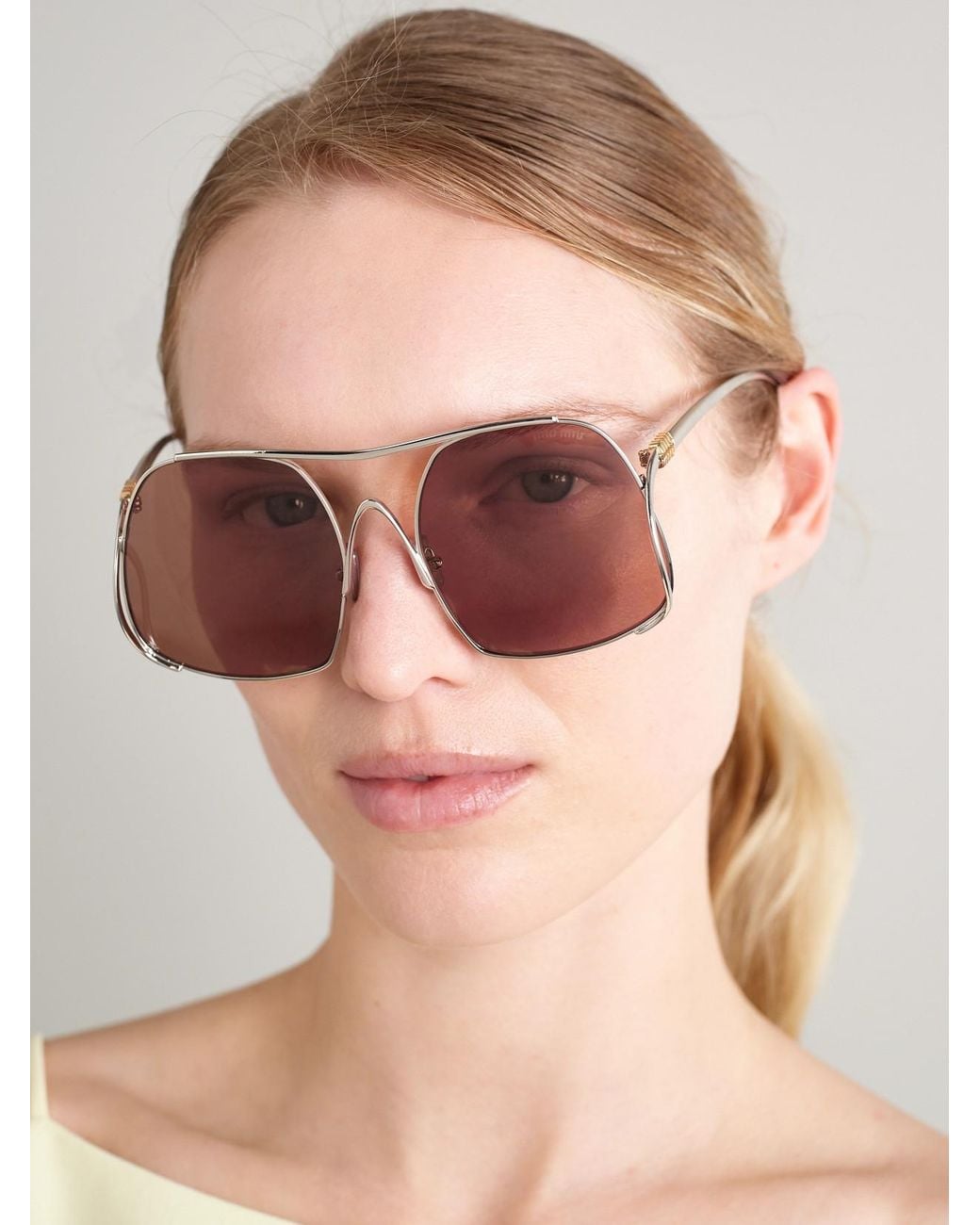 Miu Miu Pink Square-Frame-Tone Sunglasses