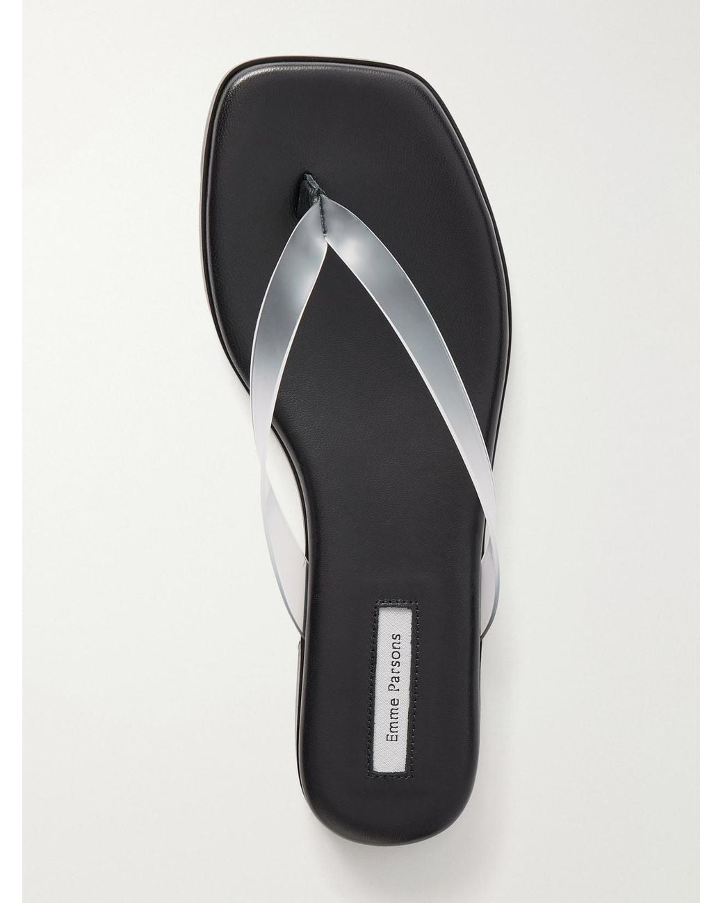 Emme Parsons Black Meta Leather Thong Sandals