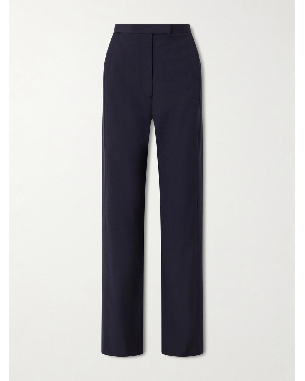 Khaite Blue Borden Wool Straight-Leg Pants