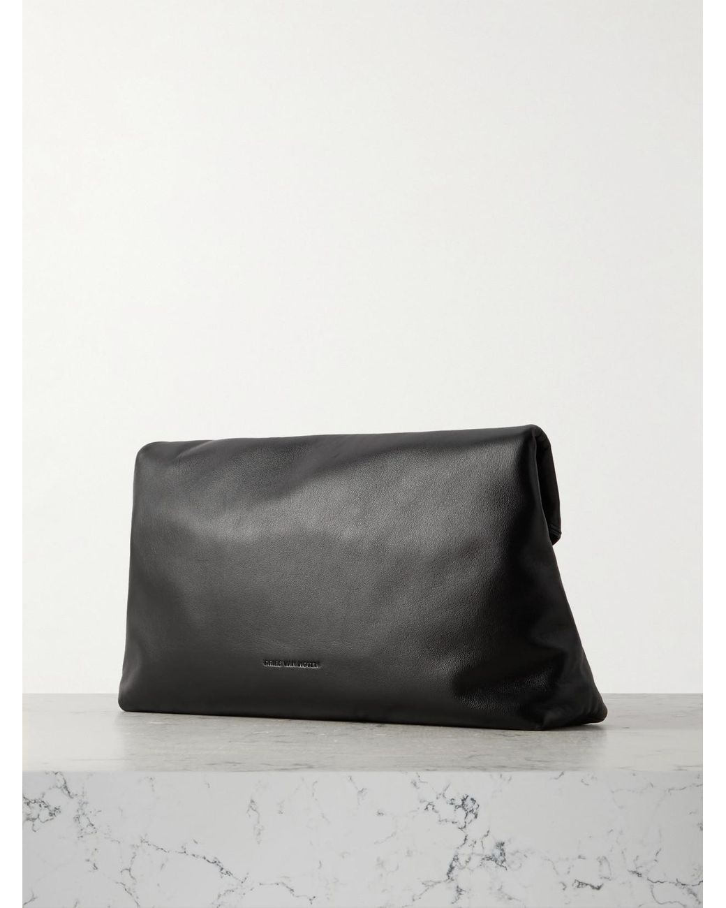 Dries Van Noten Black Textured-Leather Clutch