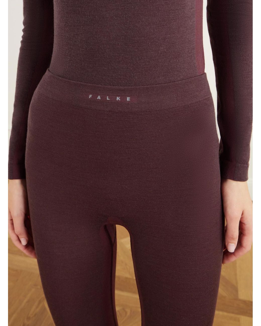 Falke Purple Thermozone Ribbed Jersey Leggings