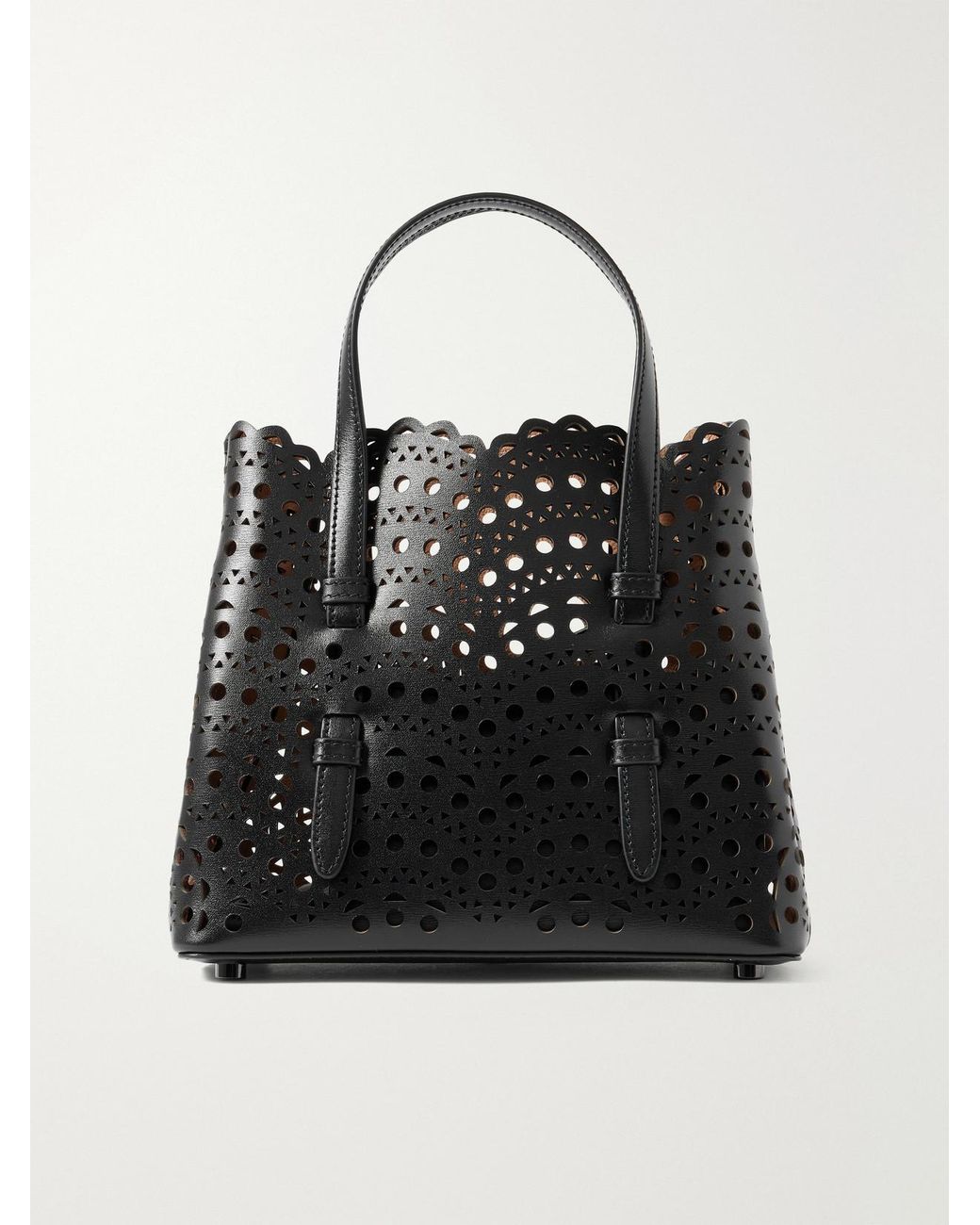Alaïa Black Mina 20 Laser-Cut Leather Tote