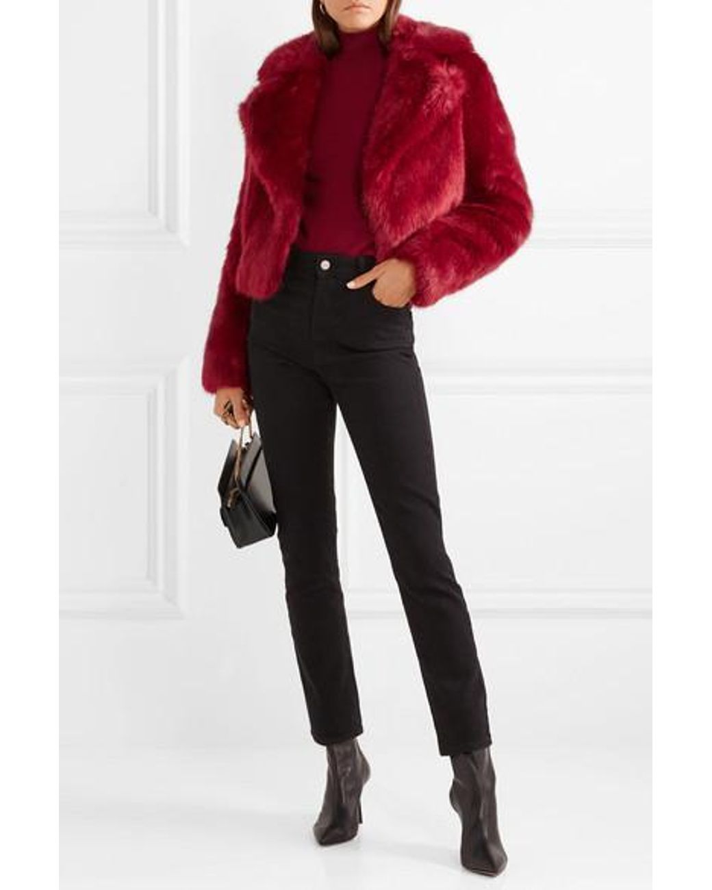 MICHAEL Michael Kors Cropped Faux Fur Jacket in Red Lyst