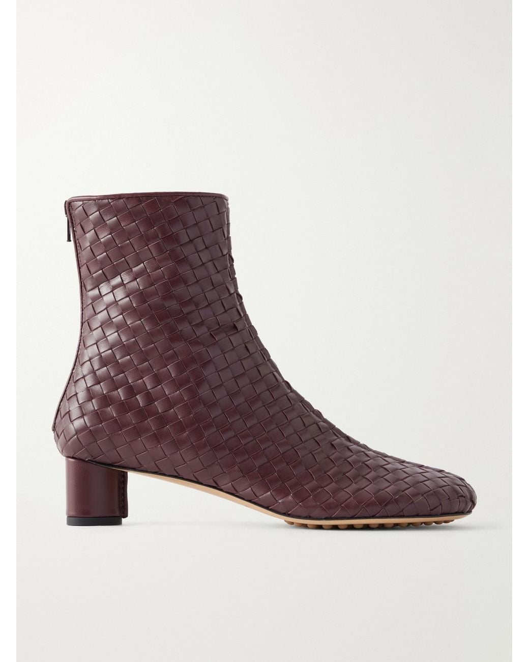 Bottega Veneta Purple Cherry 45 Intrecciato Leather Ankle Boots
