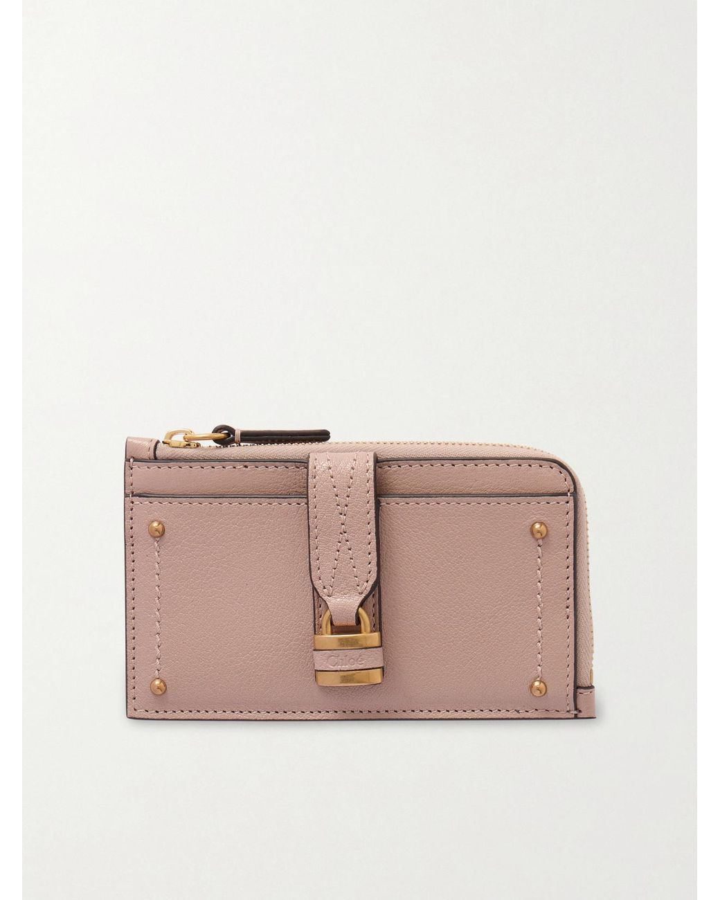 Chloé Pink Paddington Embellished Textured-Leather Cardholder