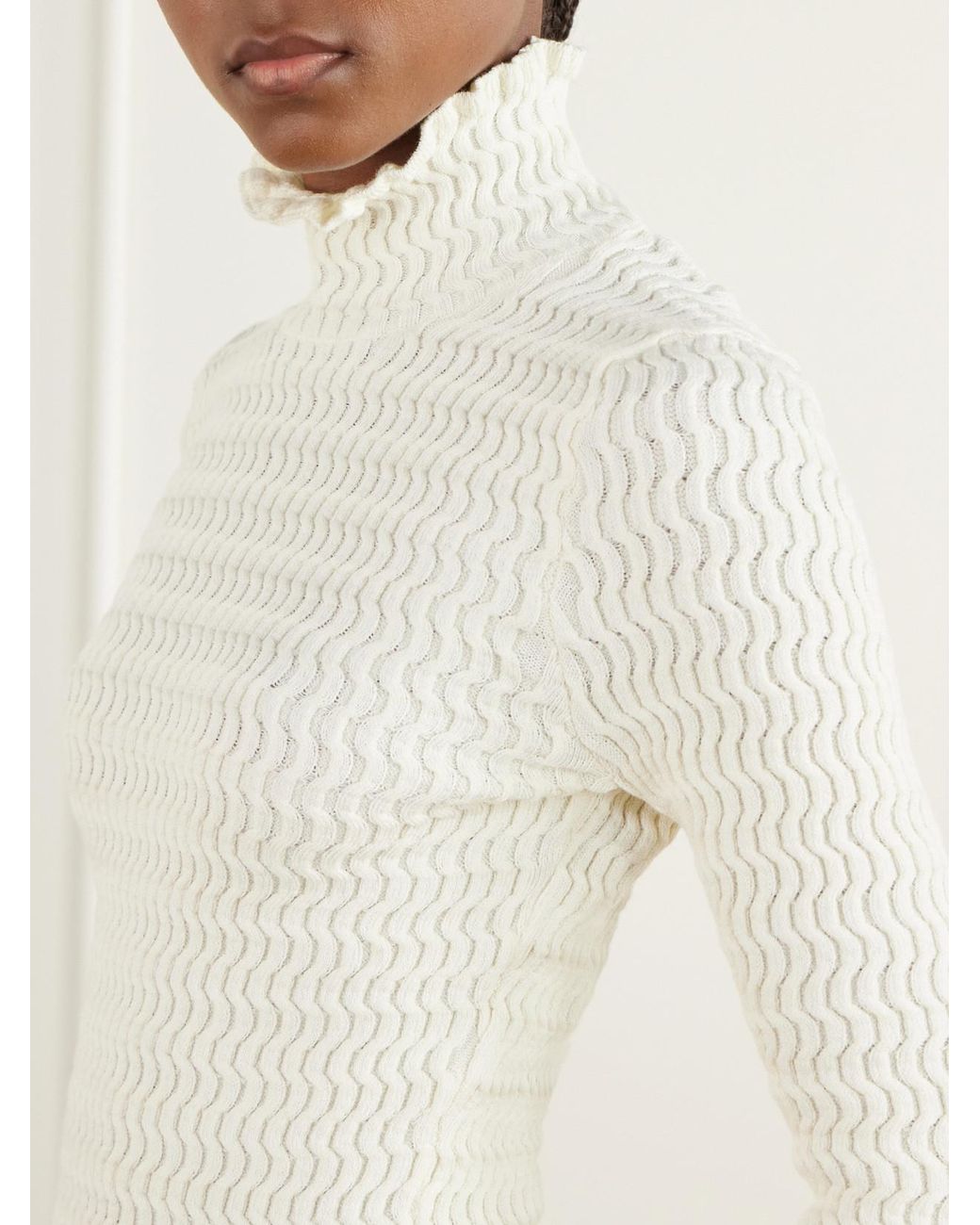 Proenza Schouler Natural Juniper Turtleneck Cable-Knit Cotton-Blend Sweater