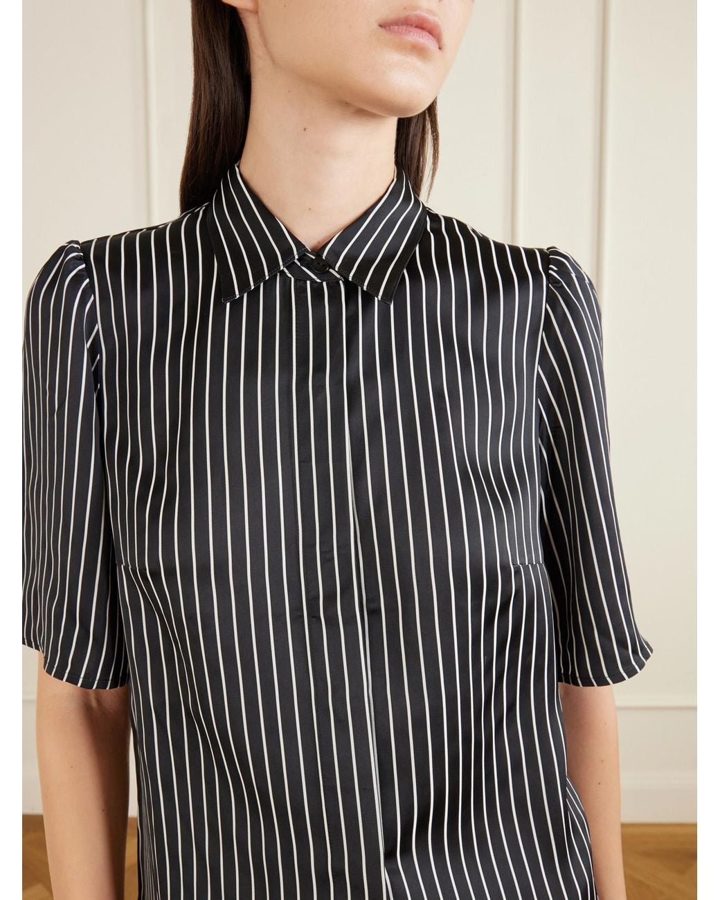 Maria McManus Gray Striped Habotai Blouse