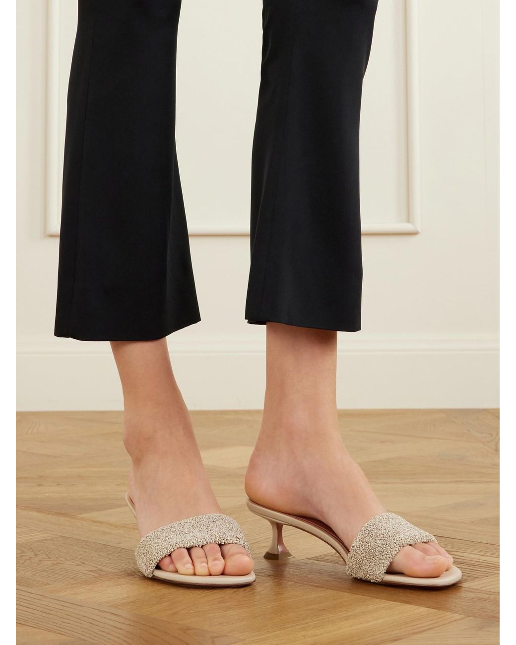 AMINA MUADDI Natural Andreea 45 Raffia Mules
